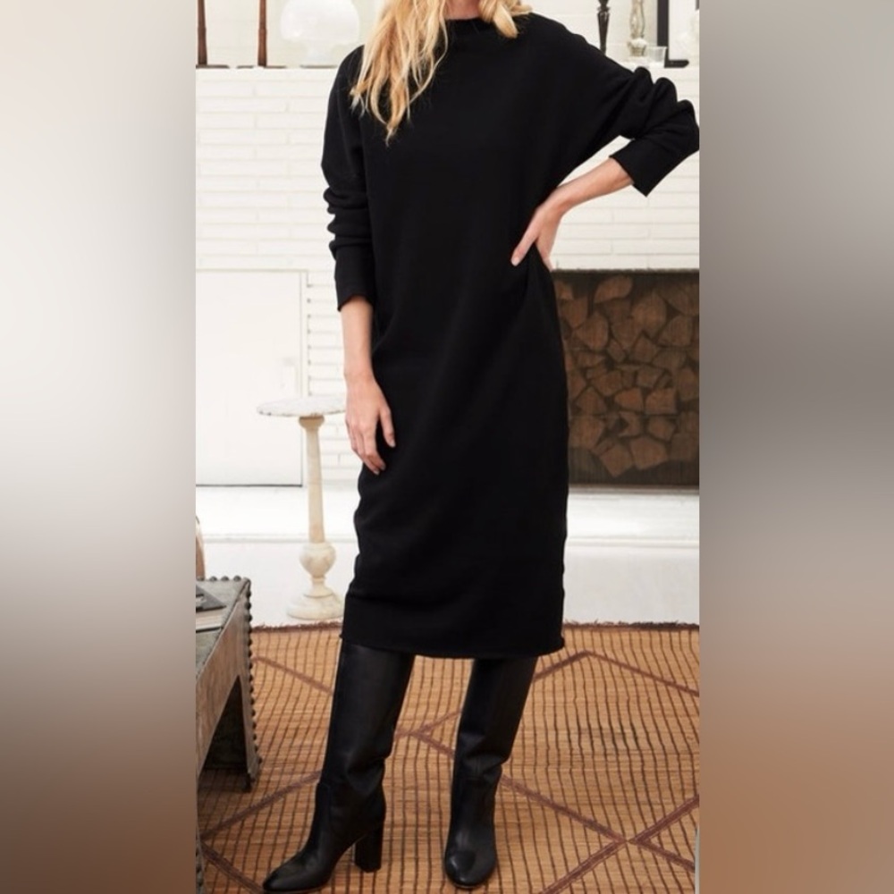 Frank & Eileen Isabelle Funnel Neck Dress Black Minimalist Neutral